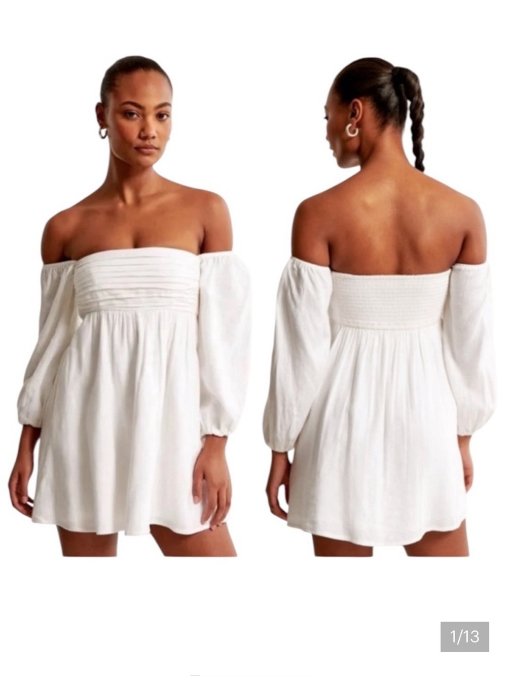 Abercrombie & Fitch Emerson off-shoulder linen blend mini dress XXSP